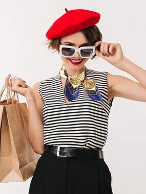 SATINIOR 6 Pieces Wool Beret Hat with Silky Scarf Brooch Solid Color French Bean